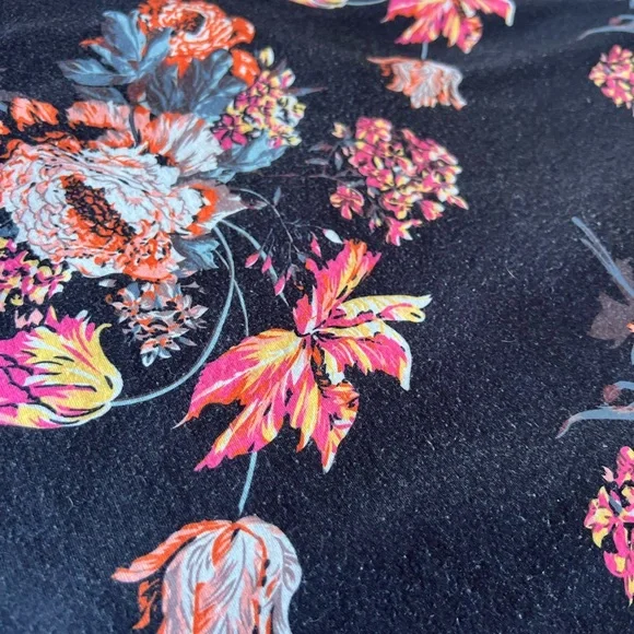 Floral Scoop Tank Top in Black with Pink & Orange Blooms - Picture 3 of 3